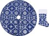 vidaXL Jupe de sapin de Noël luxe avec pied 122 cm tissu bleu