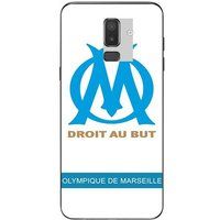 Maniacase Hoesje Samsung Galaxy J8 2018 Logo Om Olympique de Marseille Witte Achtergrond
