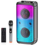Merkloos Bluetooth speaker bluetooth luidspreker - Draagbaar - Met microfoon - Met LED-verlichting - Voor thuis en onderweg