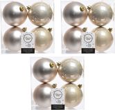 Decoris Kerstballen - 12x st - licht parel/champagne - 10 cm - kunststof