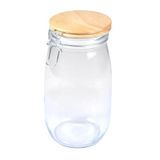 Homéa Airtight Glass Jar with Metal Clip and Bamboo Lid, 1.4 L