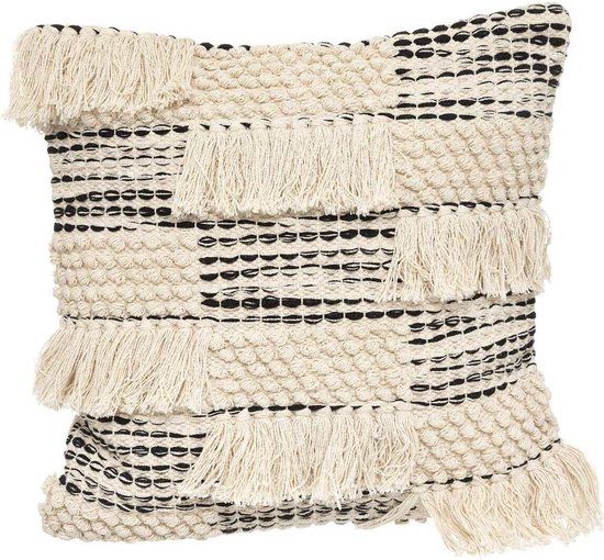 Sierkussen 45 x 45 cm Yoland - Beige/Zwart - Polyester/Katoen