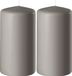 Enlightening Candles Cilinderkaars/stompkaars - 2x - zand/grijs - D6 x H15 cm - 58 branduren