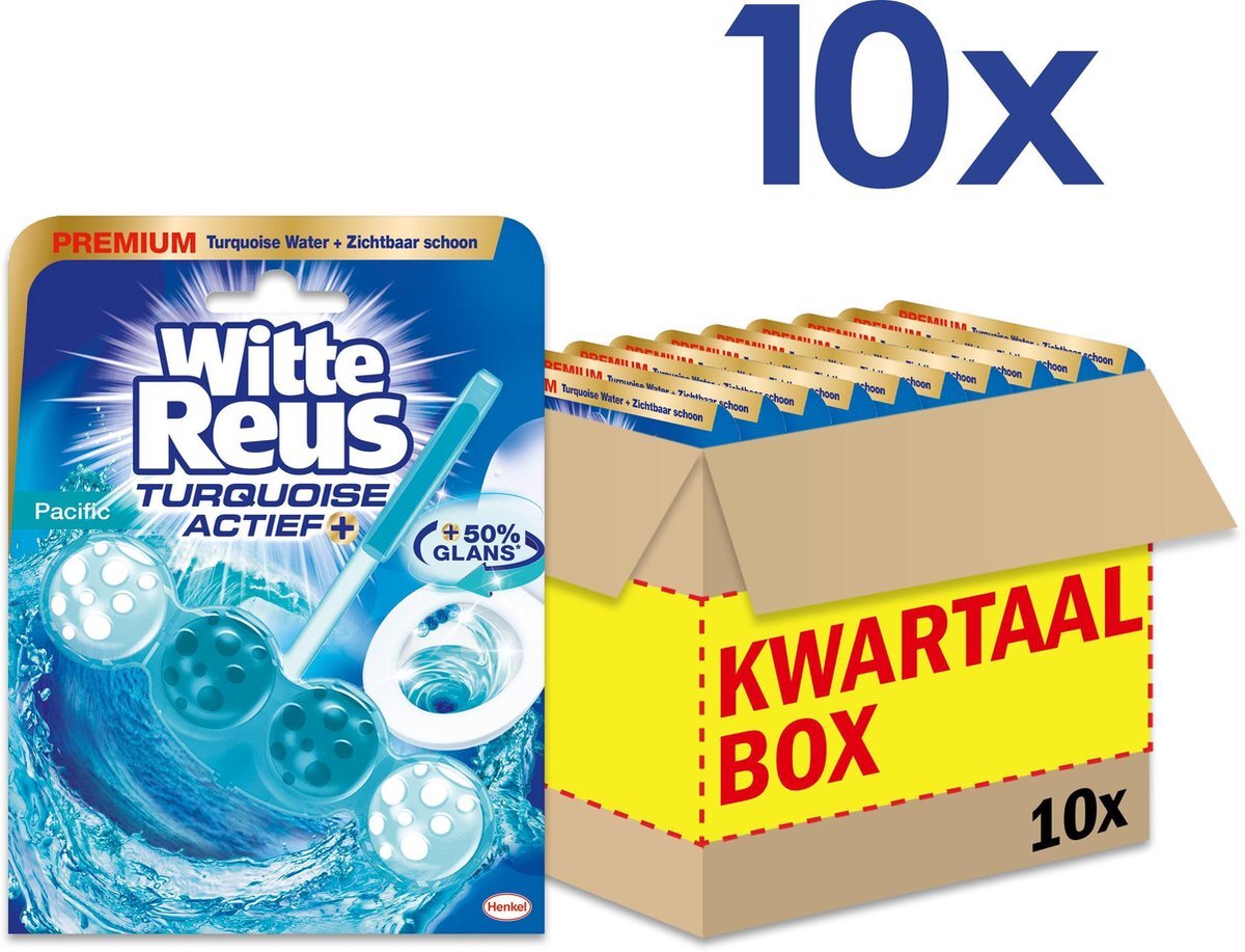 Witte-Reus Turquoise Actief Pacific Toiletblok - WC Blokjes Voordeelverpakking - 10 stuks