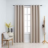 vidaXL Gordijn - Verduisterend - Met metalen ringen - 2 stuks - 140x225 cm - Beige