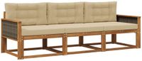 vidaXL Acacia Hout Loungeset 3-delig Natuurlijk en Beige