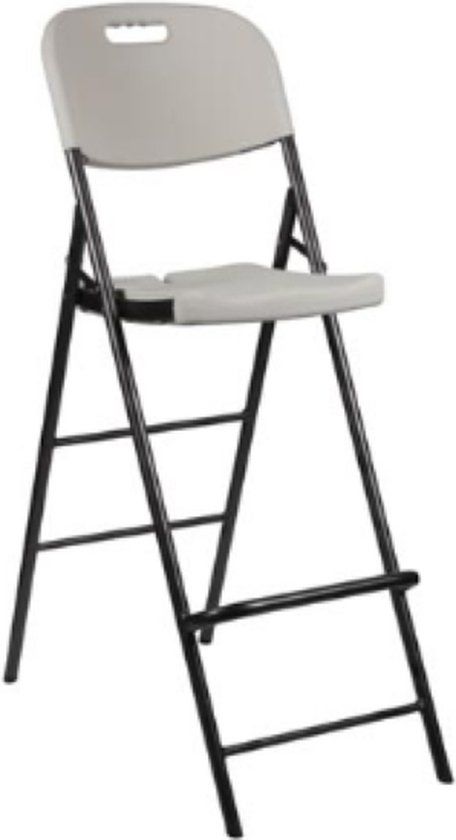 Perel - Witte Klapstoel - Met Rugleuning - Kunststof - 87cm Zithoogte - Zwart/Wit