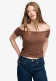 Superdry Bardot Off-Shoulder Top Dames Chestnut Brown Maat 10