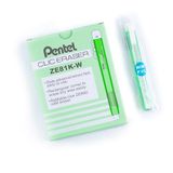 Pentel Clic Eraser ZE81 gum, rechthoekig, navulbaar, corpus lichtgroen, transparant, 12 stuks