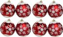 Ger Import 8x pièces boules de Noël décorées rouge plastique diamètre 8 cm
