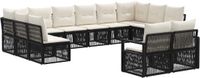 vidaXL Tuinbank - Set - 12 zitplekken - Zwart - Polyrattan