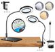Loupe de table avec lumière LED - grossissement 10x - 3 températures de couleur et 9 niveaux de luminosité - avec socle et pince