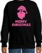 Bellatio Decorations Kersttrui voor jongens/meisjes - Merry Christmas - zwart - glitter roze 152/164