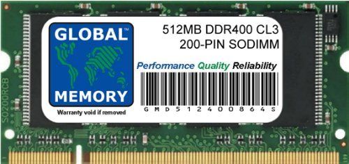 GLOBAL MEMORY 512MB DDR 400MHz PC3200 SODIMM Laptop RAM