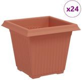 vidaXL Vierkante Bloempot Baksteenrood Kunststof 16 x 16 x 14 cm (24 stuks)