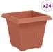 vidaXL Vierkante Bloempot Baksteenrood Kunststof 16 x 16 x 14 cm (24 stuks)