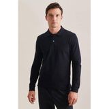 Seidensticker slim fit polo donkerblauw