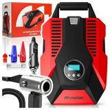 MalTec 12V compressor voor auto's, bandenpomp TurboAir100, 150 PSI (10 bar) met digitale display, LED-licht, automatische stopfunctie, instelbare druk en 3 verschillende opzetstukken voor auto, fiets