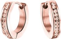Lucardi Meisjes Oorring met plating - Kristal - Cadeau - Staal - Rosékleurig