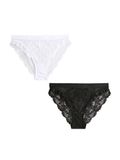 Next - Dames - Set van 2 hoog uitgesneden kanten slips - Zwart