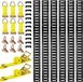 VEVOR E-Track Bevestigingsrailset, 6-Pack 1,5 M, 26-Delige Accessoireset, Inclusief 2 Ratelriemen, 6 O-Ringen, 6 Bevestigingsriemen met D-Ringen en 12 Eindkappen, voor Garages, Bestelwagens, Aanhangwagens en Motoren