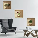 3D-muursticker, zelfklevend, 3D-effect, mandarijn, bloem en plant, muurstickers voor slaapkamer en volwassenen, 3D-woonkamer, muursticker, trompe-oog, 40 x 120 cm