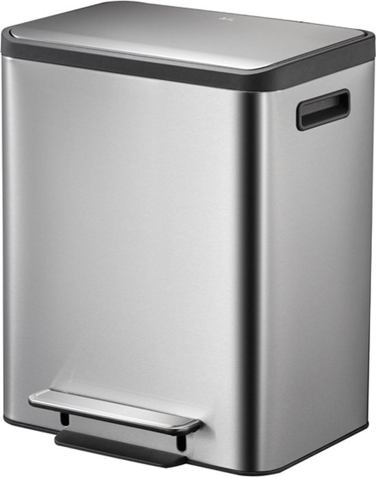 EKO Ecocasa Recycling Bin pedaalemmer - 15 + 15 liter - mat RVS