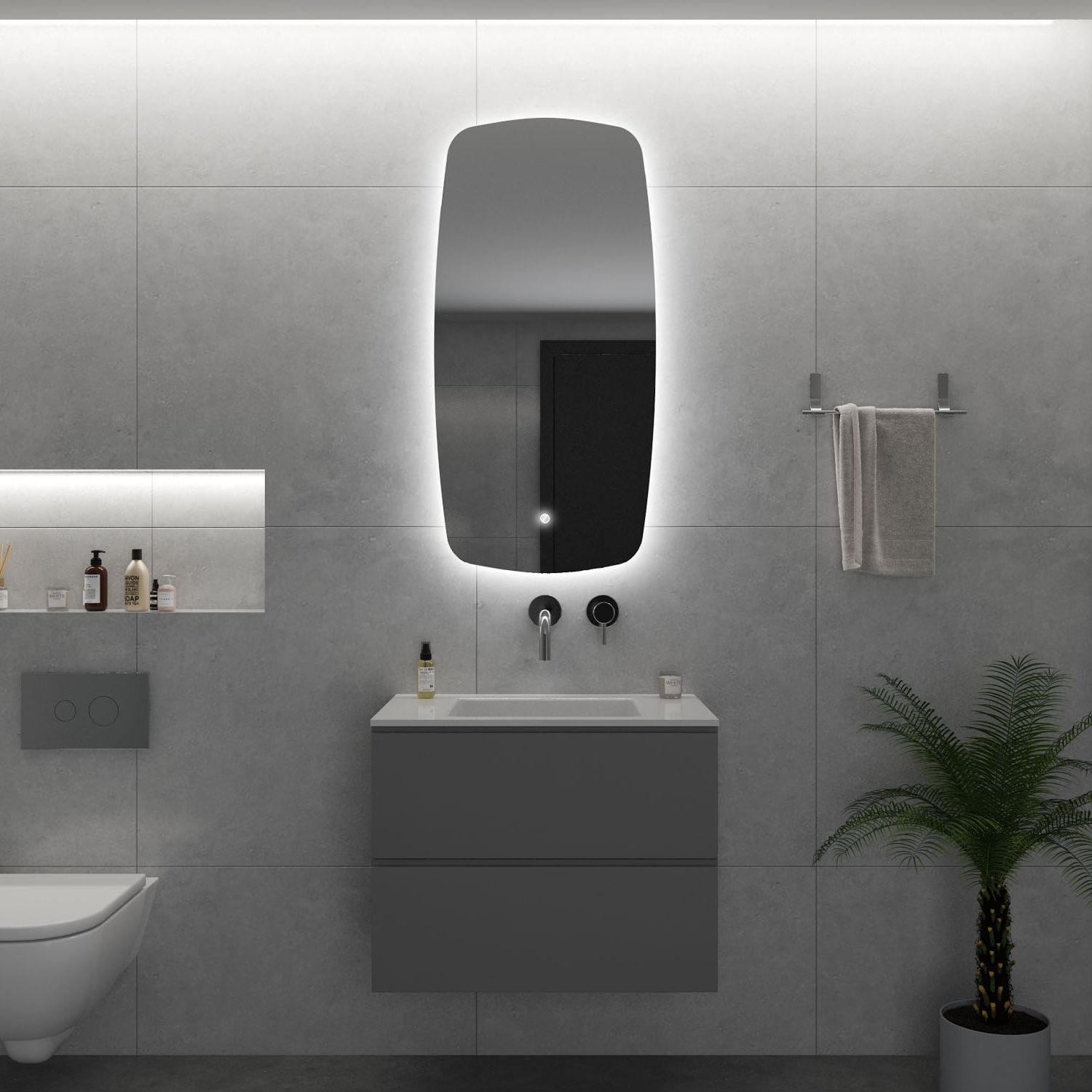 Boss & Wessing Badkamerspiegel bws torea 60x100 cm verticaal led incl. Verwarming