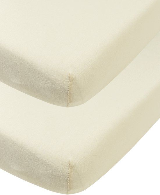 Meyco Baby Uni hoeslaken ledikant - 2-pack - jersey - nature - 60x120cm