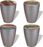 vidaXL Kruk luchtvaartstijl massief gerecycled hout - Zitkruk - Rond - Bruin - 44 cm