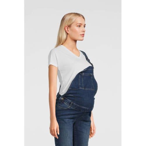 LOVE2WAIT regular fit zwangerschapstuinbroek stonewashed