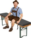 FEROCITY - Tuinbankkussen 180x25 cm - Weerbestendig & Waterdicht - Bierbankkussen Zitbankkussen - Bevestigingsriemen - Polyester - Grijs