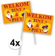 Folat 4x Welkom Sint en Piet zwaaivlaggetjes - sinterklaas vlaggetjes