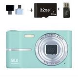 Aiorber Digitale camera 32 GB, 1080P, 50 MP compacte digitale camera voor kinderen, 16x digitale zoom, 2,4-inch scherm, draagbare compacte camera, groen