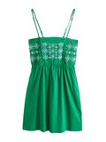 Next - Dames - Geborduurde minizomerjurk met smalle bandjes - Groen