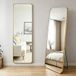 Wevalley Miroir sur pied 140 x 35 cm verre trempé anti-éclat cadre aluminium doré inclinable