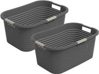 Rotho Country wasmand - set van 2 - 40 ltr - antraciet