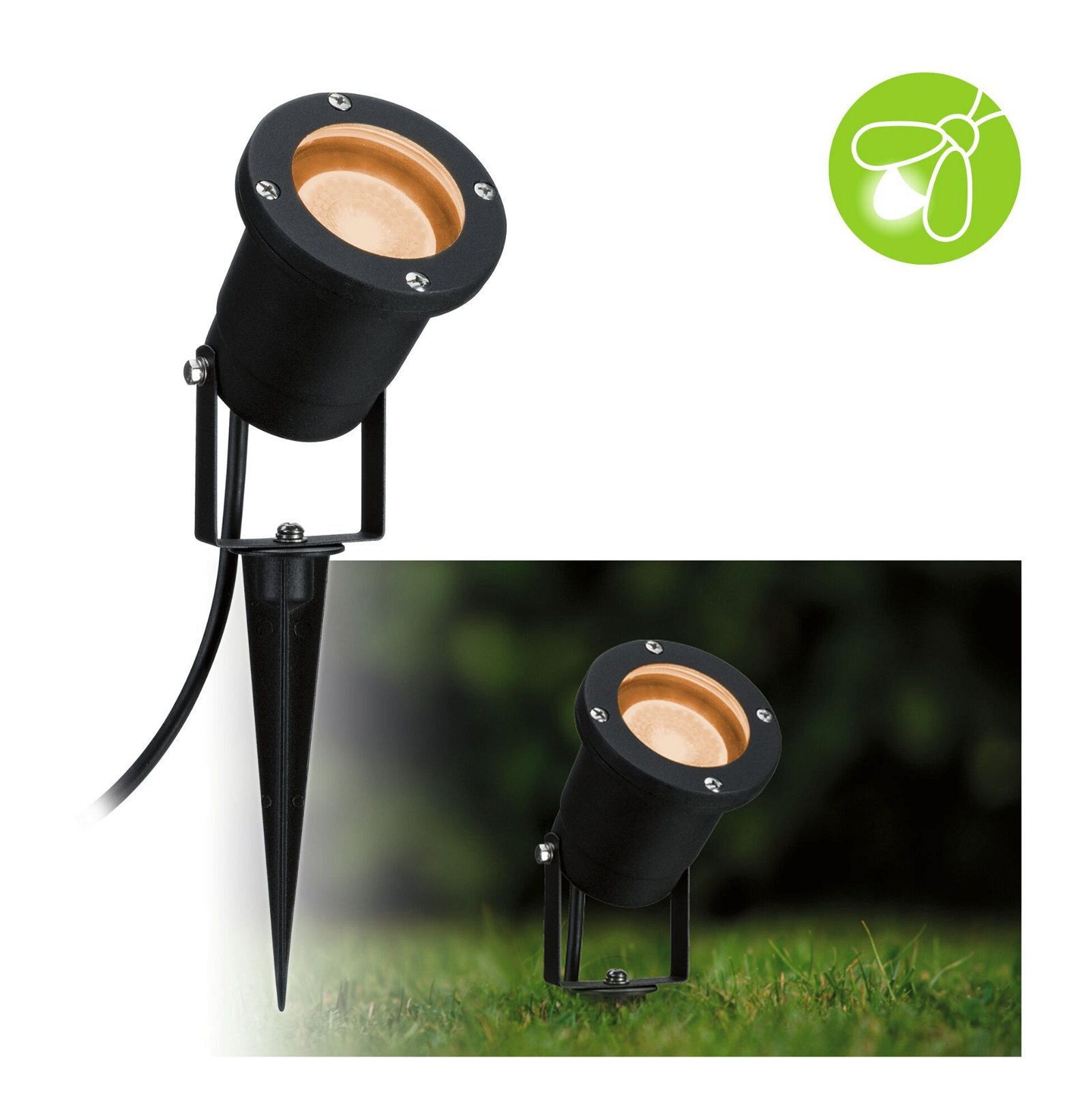 Paulmann LED-tuinspots Goudlicht insectvriendelijk IP65 rond 92mm 2200K 4,3W 320lm 230V Zwart Metaal