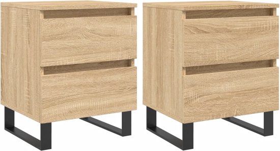 vidaXL Nachtkastjes - Set van 2 - Sonoma Eikenkleurig - 40x35x50 cm