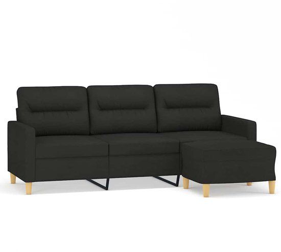 vidaXL Driezitsbank met voetenbank 180 cm stof zwart
