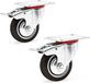 Wiltec Set de 2 roulettes pivotantes avec double roulement, 2 roues en caoutchouc plein, roues de transport, 75 mm, jusqu'à 50 kg par roue, avec frein de stationnement et plaque de montage