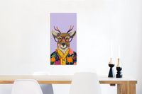 MuchoWow Aluminium Schilderij Industrieel - Hert - Dieren - Bloemen - Bril - Hippie - 40x80 cm - Dibond