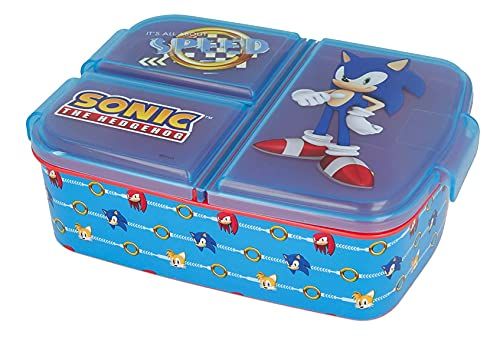 Theonoi Kinderlunchbox, lunchbox, sandwichbox, lunchbox voor kinderen met vakken, broodtrommel met onderverdeling voor kleuterschool, kinderbroodtrommel van kunststof, BPA-vrij, Sonic