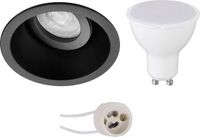 BES LED GU10 Inbouwspot Set - Mat Zwart - Rond - Kantelbaar - 4W - Warm Wit 3000K