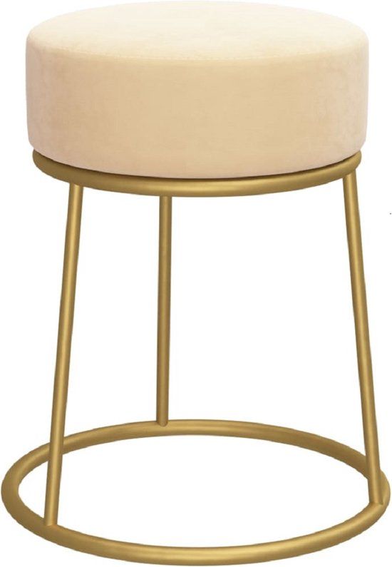 vidaXL Hocker rond fluweel abrikooskleurig