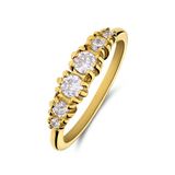 Lucardi Dames Stalen goldplated vintage ring met witte zirkonia - Ring - Staal - Goud - 19 / 60 mm