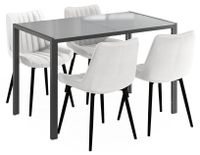Vicco Ensemble de table à manger "Grand", Gris 120 x 70 cm | avec 4 chaises (beige)
