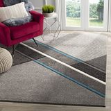 Safavieh Modern grafisch Indoor Geweven Rechthoek Vloerkleed, Hollywood-collectie, HLW711, in grijs/blauwgroen, 160 x 229 cm