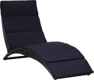 vidaXL Lit avec coussin poly rotin noir