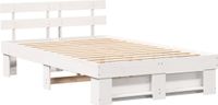 vidaXL Bedframe met hoofdeinde Wit 120 x 190 cm Massief grenenhout